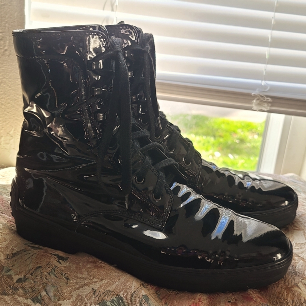 Tod's Patent Leather Lace Up Boot